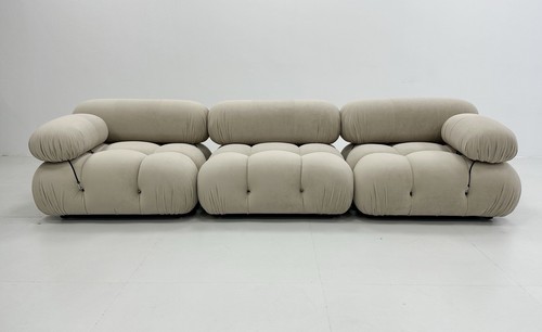 Beige velvet modular sectional - modular,